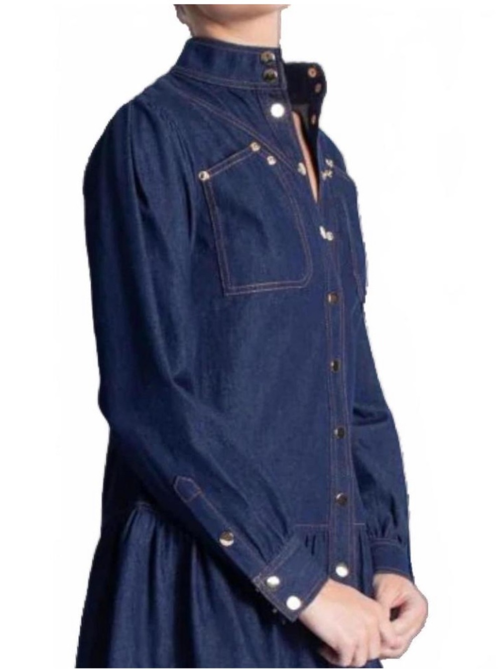 Karina Grimaldi Dark Blue Denim Button-Down Jacket